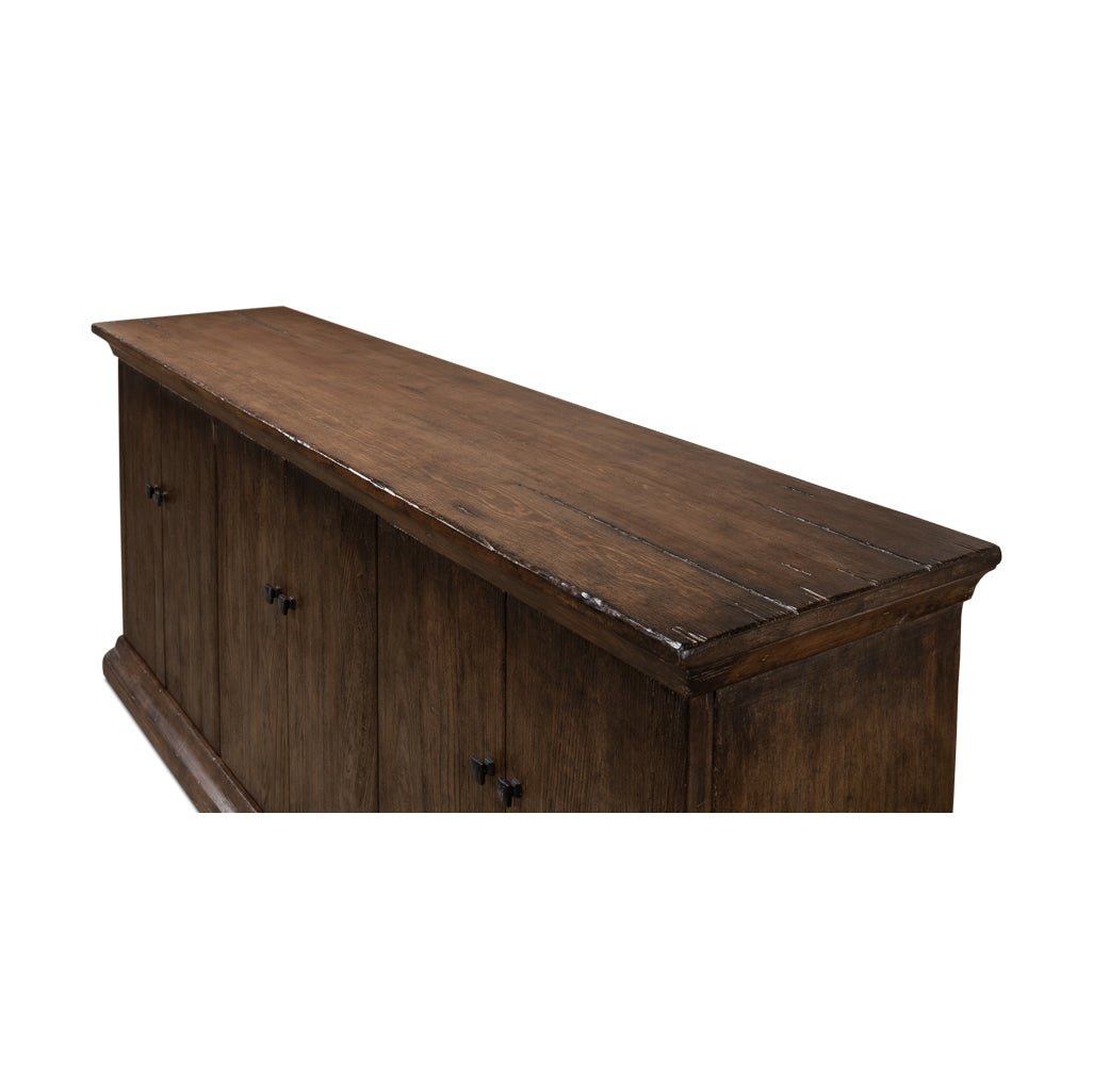 Top angle of provincial sideboard surface.
