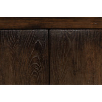 Detailed wood texture on sideboard's front doors.