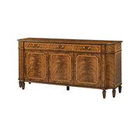 Traditional English sideboard, front angle view.