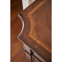 Traditional English sideboard, top corner detail.
