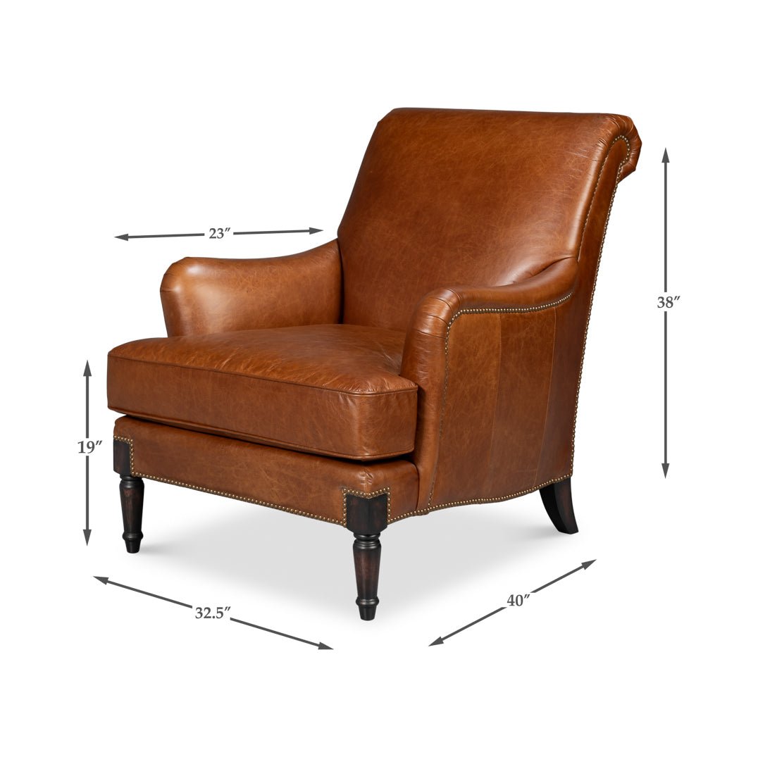 Dimensions of traditional leather club chair.