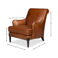Dimensions of traditional leather club chair.