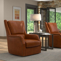 Traditional Leather Swivel Chair - English Georgian America