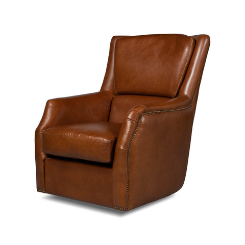 Traditional Leather Swivel Chair