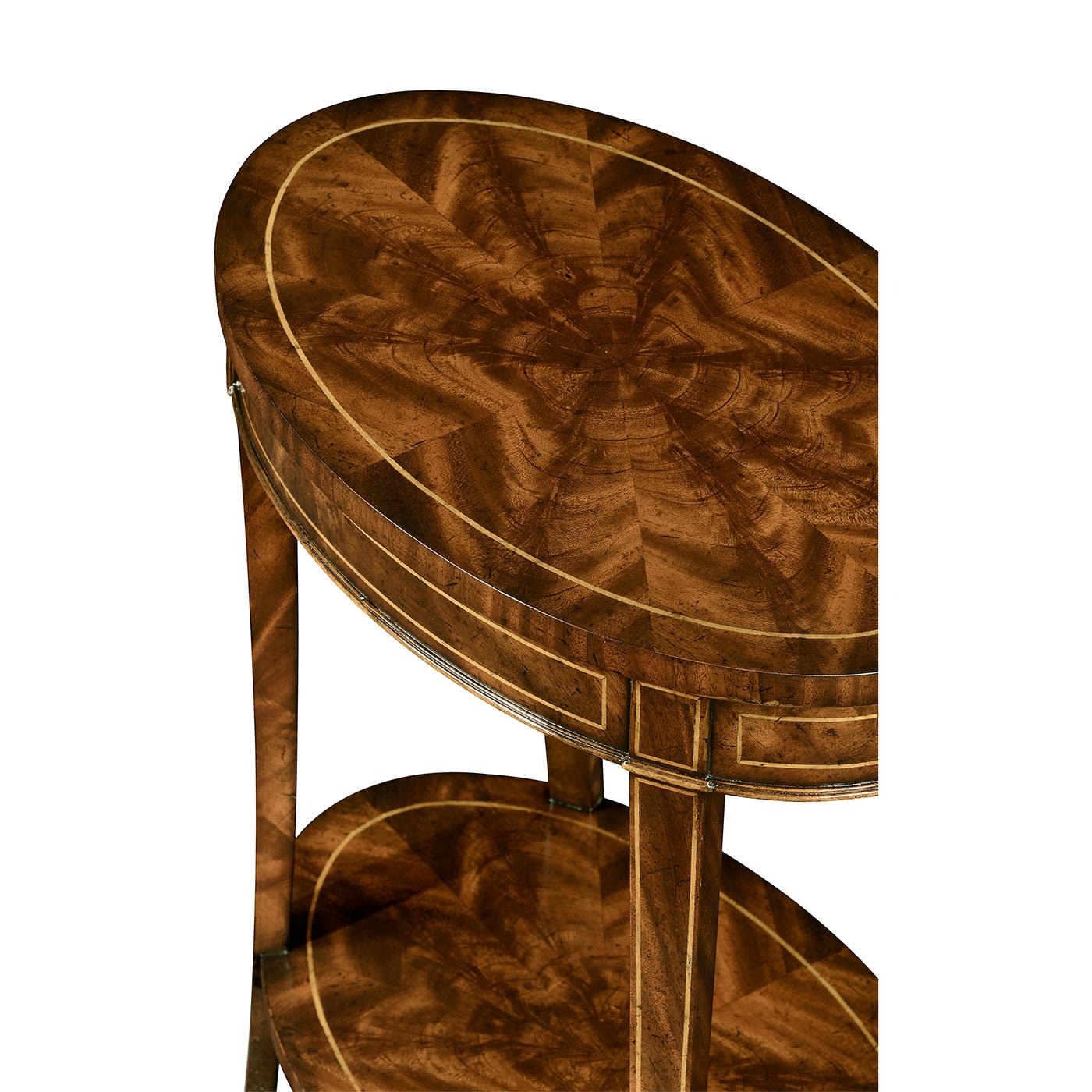 Close-up of the oval tabletop design.