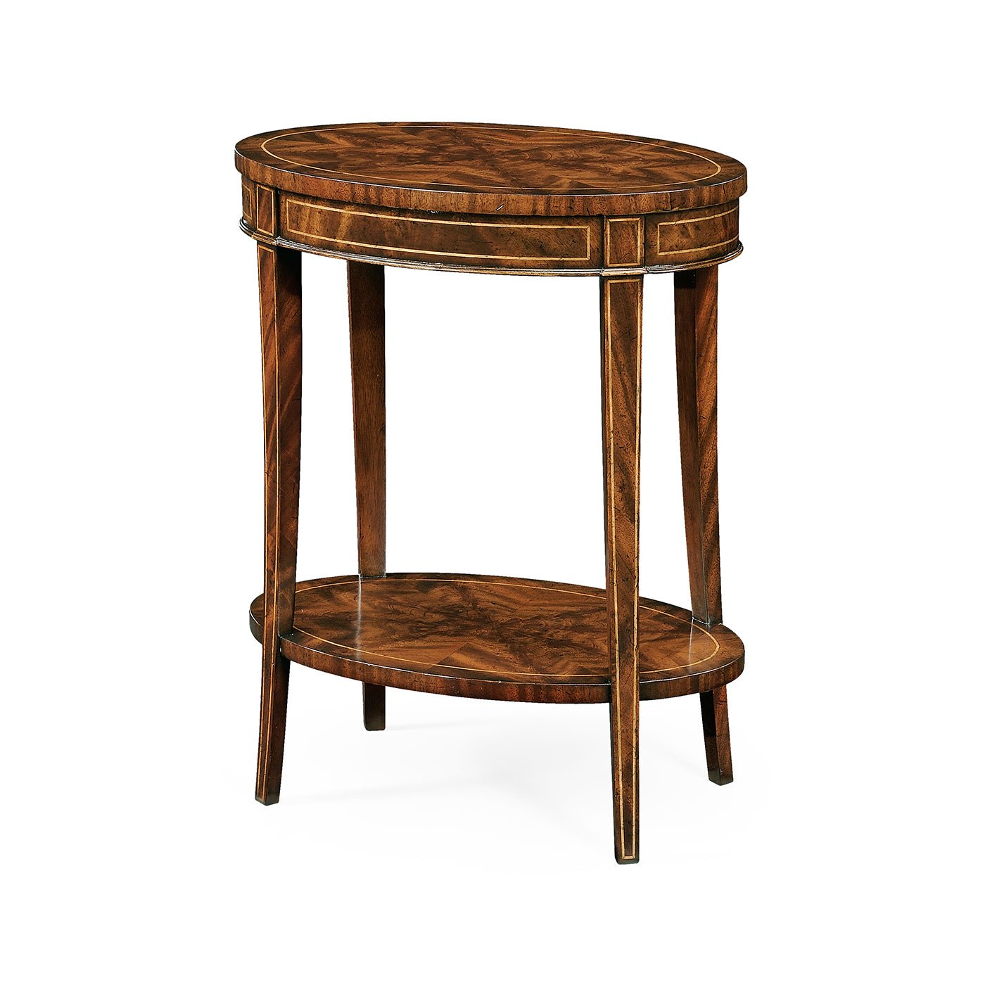 Traditional mahogany oval side table full view.