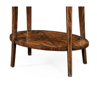 Oval side table lower shelf detail.