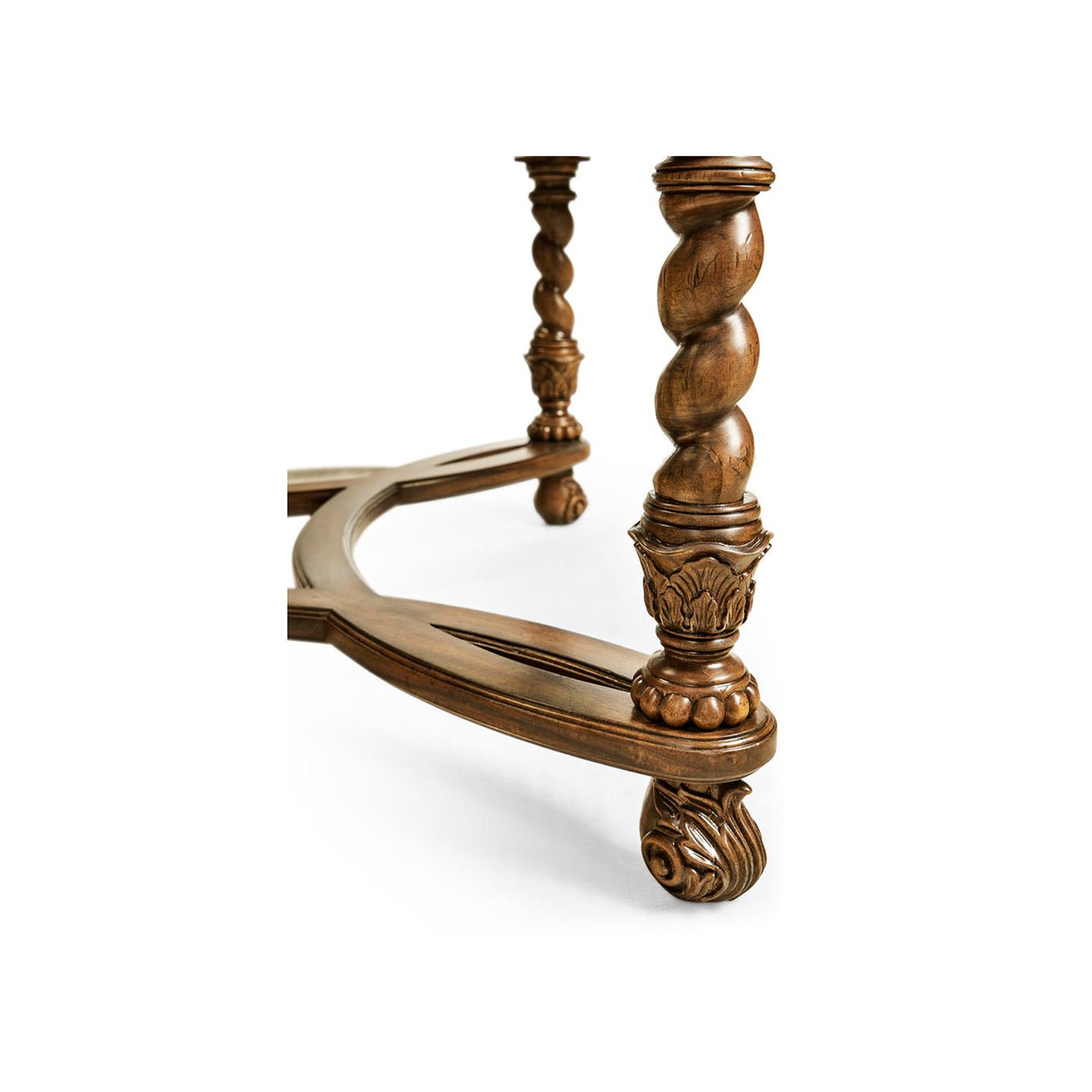 Detailed view of table leg showing intricate carvings.