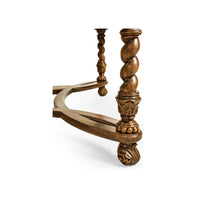 Detailed view of table leg showing intricate carvings.