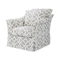 Upholstered armchair, angled view, patterned fabric, traditional design.
