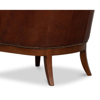 Chair leg and frame detail from side angle.