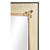 Close-up of corner design on classic wall mirror.