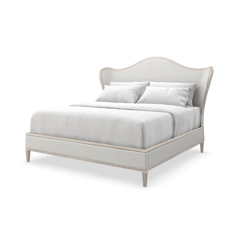 Transitional Style Upholstered King Bed in Silver