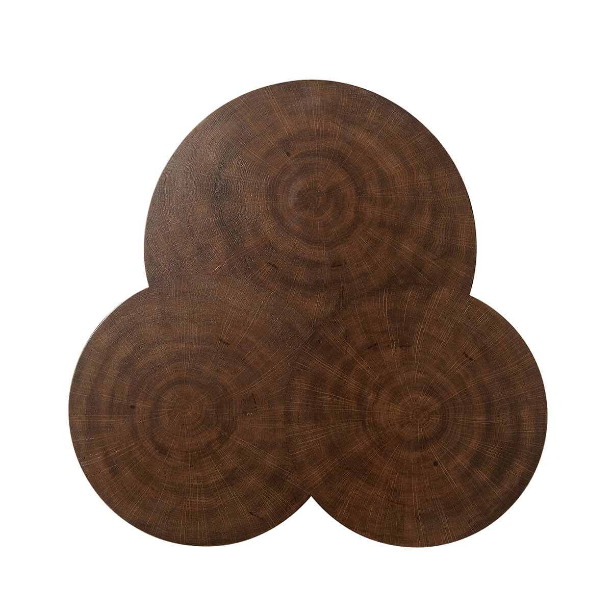 Top view of trefoil oak accent table design.