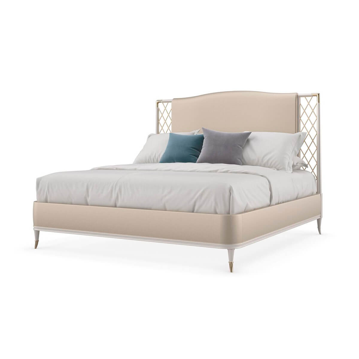 Sleek modern king bed with elegant headboard design.