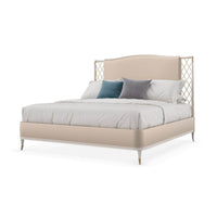 Sleek modern king bed with elegant headboard design.