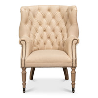 Tufted Leather Wing Chair with Brass Nailhead - additional view