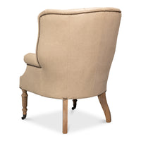 Tufted Leather Wing Chair with Brass Nailhead - additional view