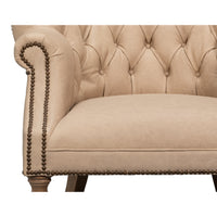 Tufted Leather Wing Chair with Brass Nailhead - additional view