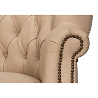 Tufted Leather Wing Chair with Brass Nailhead - additional view