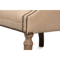 Tufted Leather Wing Chair with Brass Nailhead - additional view