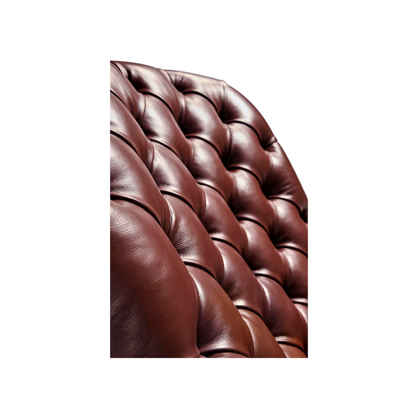 Close-up tufted red leather texture on chair.