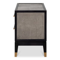 Two-Drawer Nightstand in Antique Gray Leather - additional view