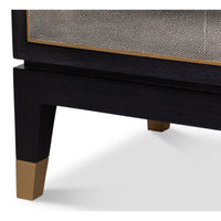 Two-Drawer Nightstand in Antique Gray Leather - additional view