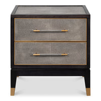 Two-Drawer Nightstand in Antique Gray Leather - additional view