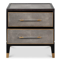 Two-Drawer Nightstand in Antique Gray Leather - additional view