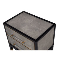 Two-Drawer Nightstand in Antique Gray Leather - additional view