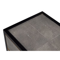 Two-Drawer Nightstand in Antique Gray Leather - additional view