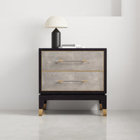 Two-Drawer Nightstand in Antique Gray Leather - additional view