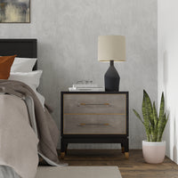 Two-Drawer Nightstand in Antique Gray Leather - additional view
