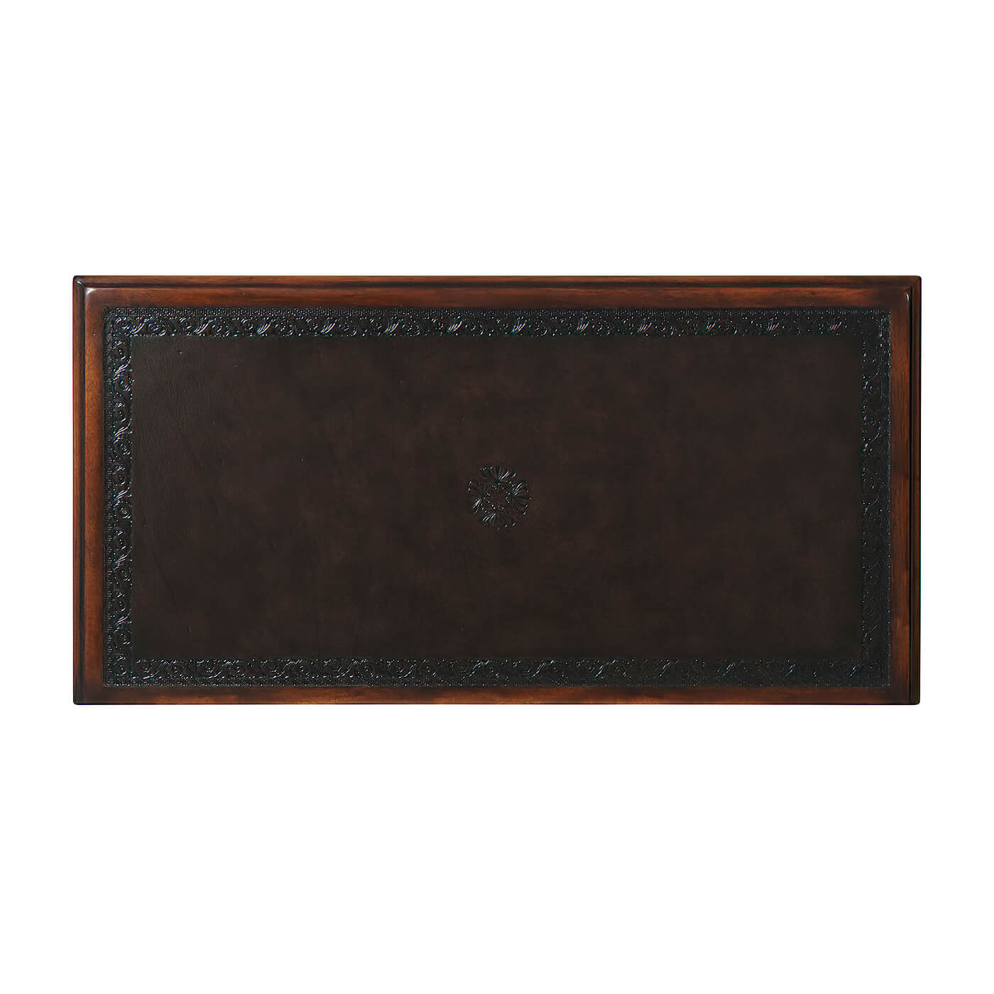 Top view of Italian chest showing decorative panel.