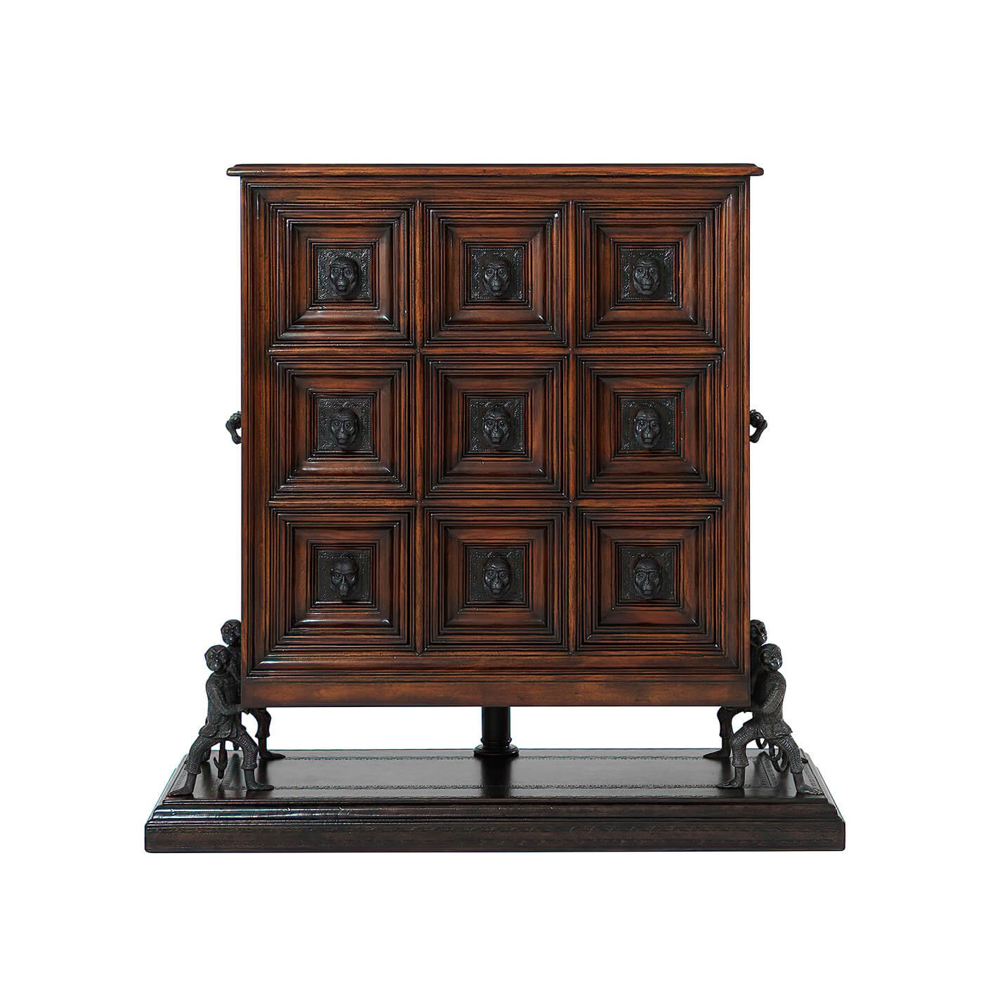 Italian chest front view showing drawer detail.