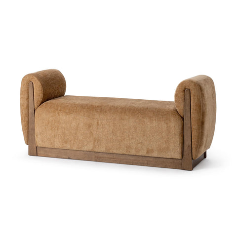 Upholstered Bench with Curved Arms - Spiced Amber