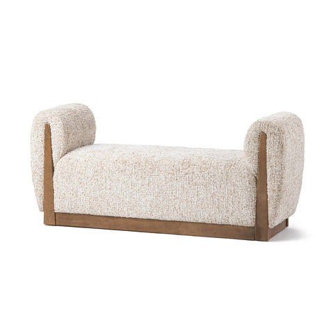 Upholstered Bench with Curved Arms - Wheatfield