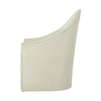 Cream dining chair, side profile showcasing curved backrest.