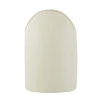 Cream dining chair, rear full-back design, simple elegance.