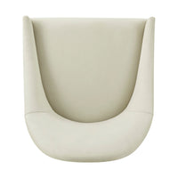 Cream upholstered dining chair, top-down view of seat.
