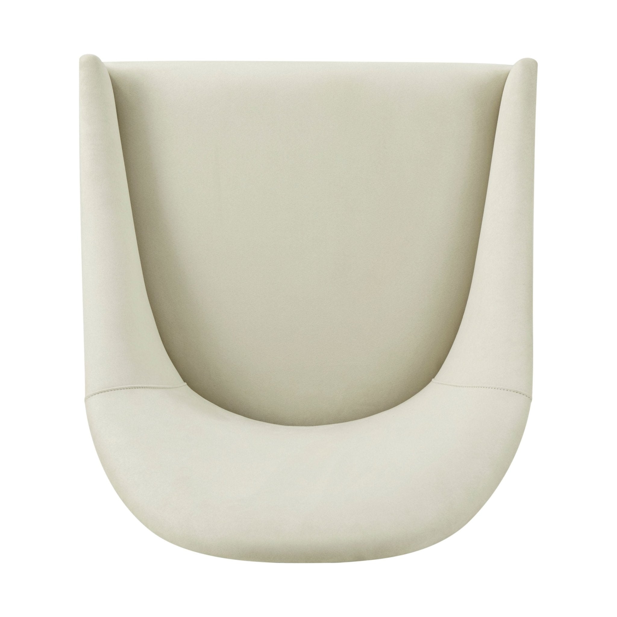 Cream upholstered dining chair, top-down view of seat.