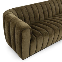 Velvet Sofa with Channel Back - Olive Green, view 4