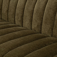 Velvet Sofa with Channel Back - Olive Green, view 6
