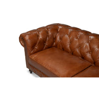 Vintage style Chesterfield sofa, cushion detail.