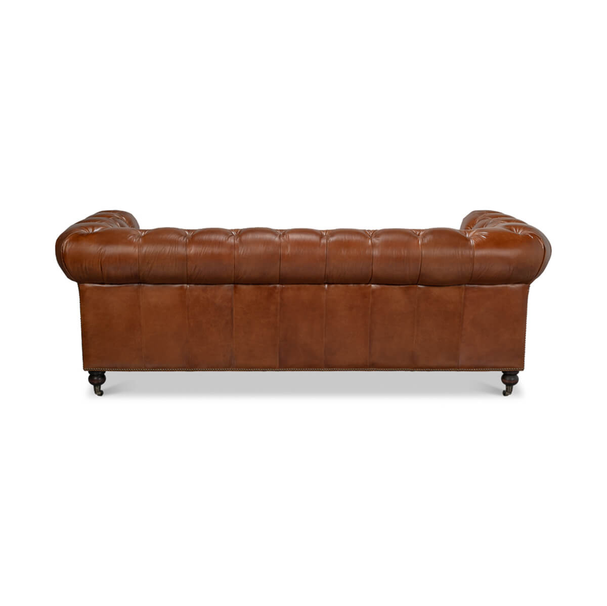 Vintage style Chesterfield sofa, back view.