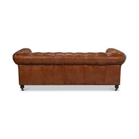 Vintage style Chesterfield sofa, back view.