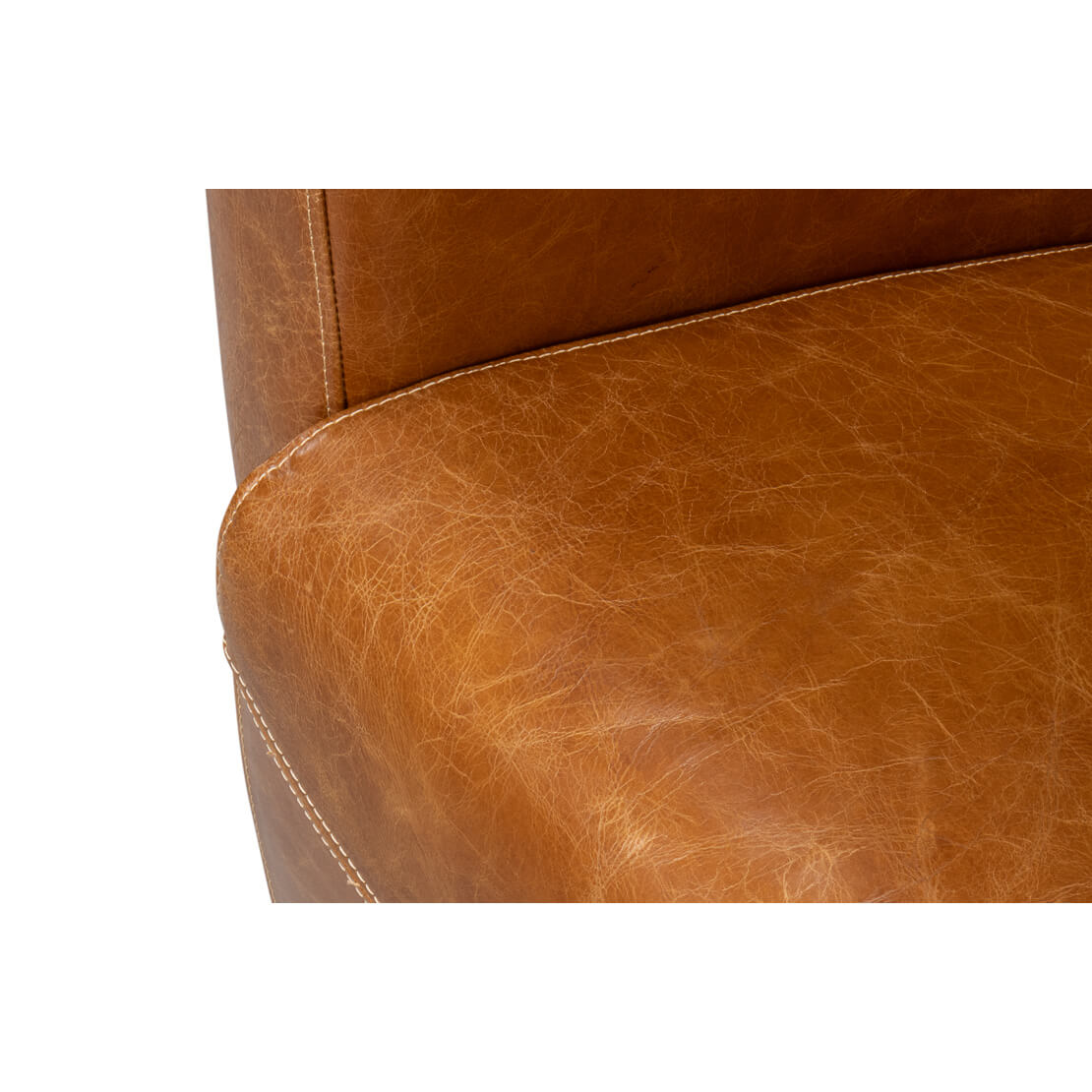 Close-up of chair seat stitching