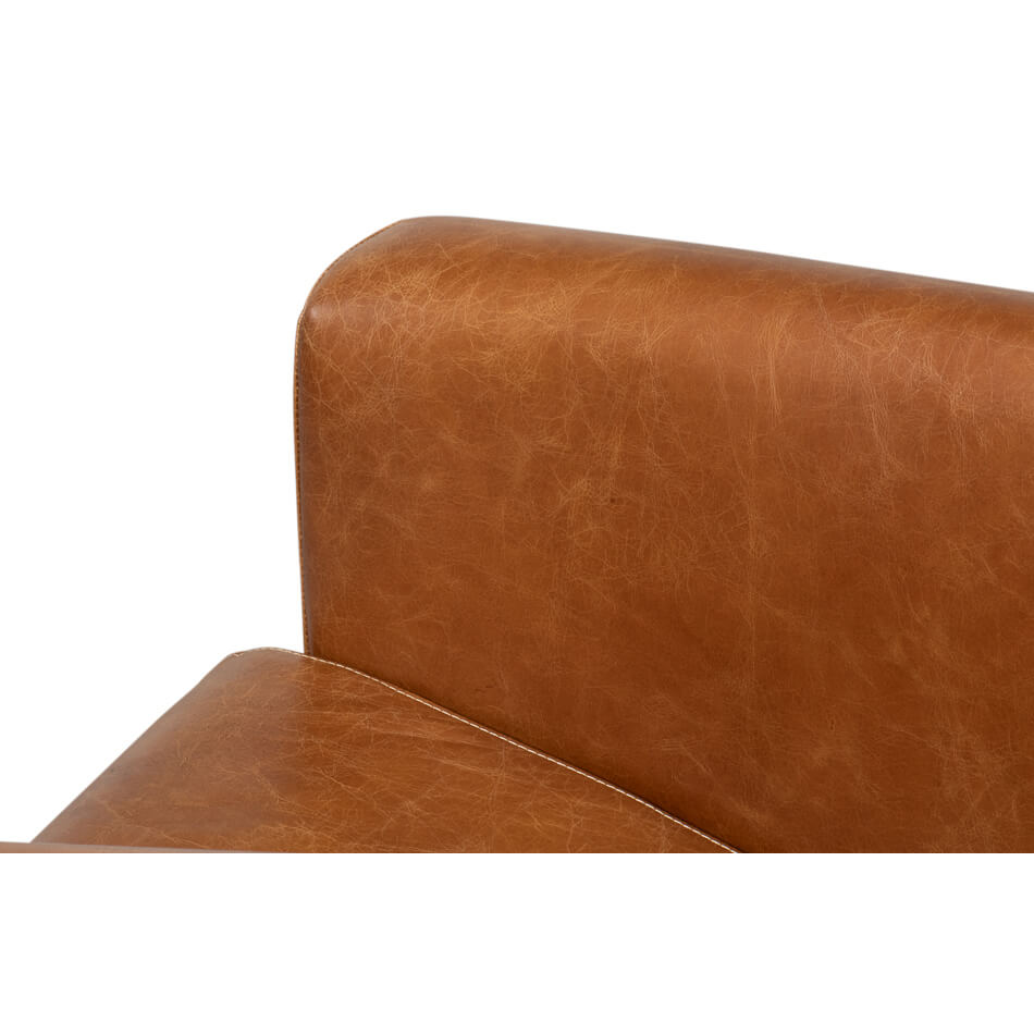 Close-up of chair top stitching
