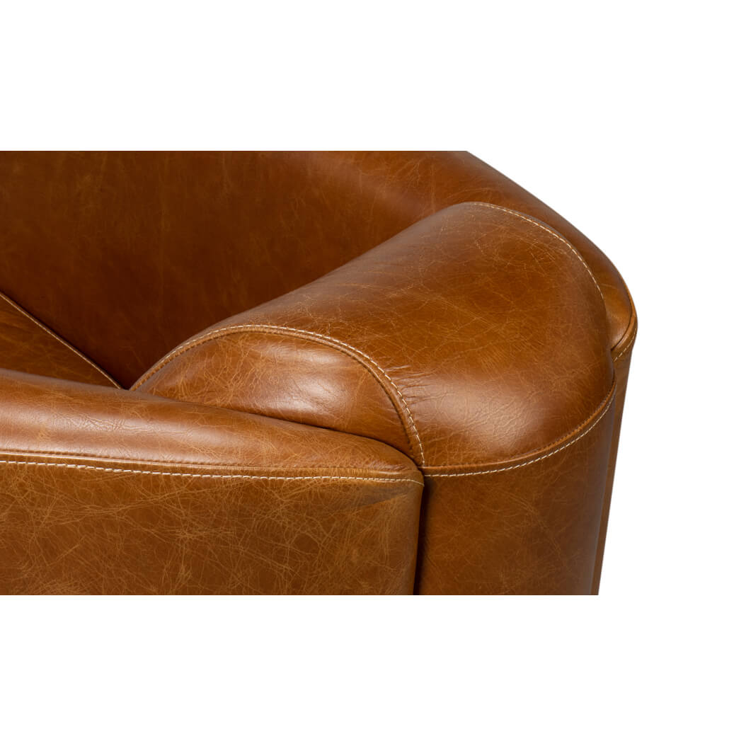 Close-up of chair armrest stitching